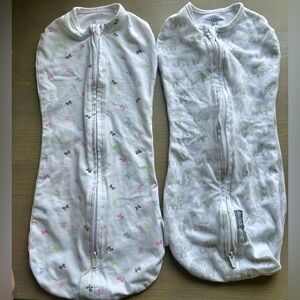 SwaddleMe White Baby Zip Sleep Sack Pair with Pastel Accents